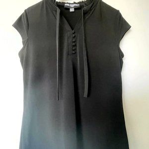 Karl Lagerfeld Paris Women's Ruffled Neck & Bow Tie Blouse, Size Medium